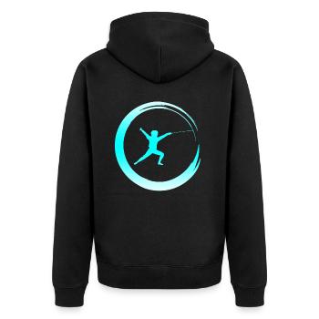 Fechten Fechter - Unisex Premium Bio Zip Hoodie - Schwarz - Hinten - Nico (187cm)