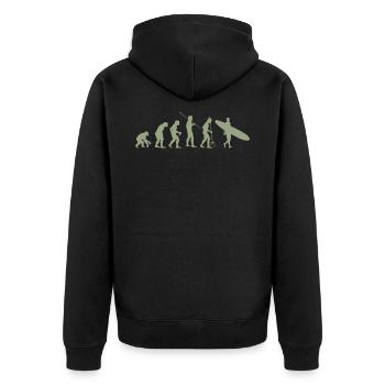 Surfen Evolution - Unisex Premium Bio Zip Hoodie - Schwarz - Hinten - Nico (187cm)