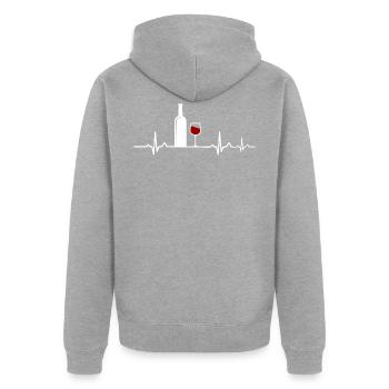 Wein - Unisex Premium Bio Zip Hoodie - Grau meliert - Hinten - Nico (187cm)