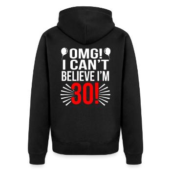 30th birthday - Unisex Premium Organic Zip Hoodie - black - Back - Nico (187cm)