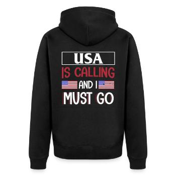 America USA Funny Drôle dire cadeau - Veste à capuche bio Premium Unisexe - noir - Dos - Nico (187cm)