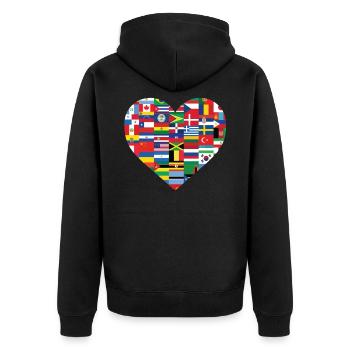Paix Coeur Drapeau Du Monde Cadeau Idée Cadeau - Veste à capuche bio Premium Unisexe - noir - Dos - Nico (187cm)