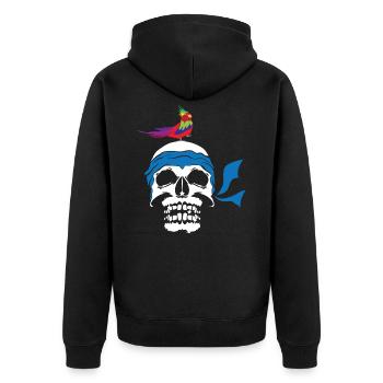 Pirat - Unisex Premium Bio Zip Hoodie - Schwarz - Hinten - Nico (187cm)
