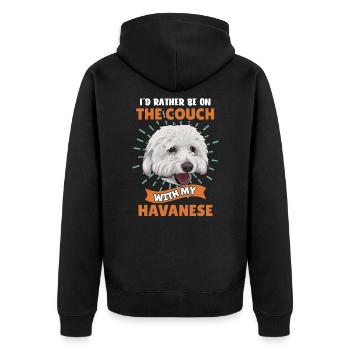 Havaneser Havanese - Unisex Premium Bio Zip Hoodie - Schwarz - Hinten - Nico (187cm)