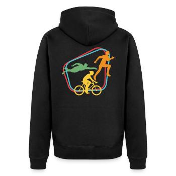 Triathlon - Unisex Premium Bio Zip Hoodie - Schwarz - Hinten - Nico (187cm)