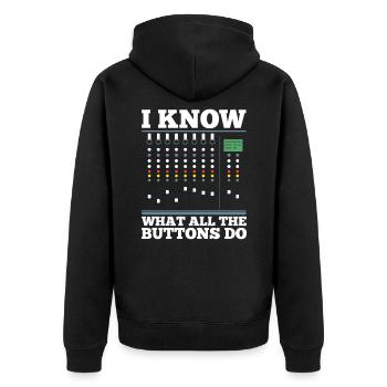 sound engineer - Unisex Premium Organic Zip Hoodie - black - Back - Nico (187cm)