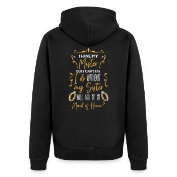 Braut Trauzeugin - Unisex Premium Bio Zip Hoodie - Schwarz - Hinten - Nico (187cm)
