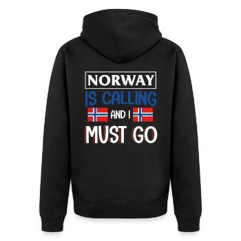 Norwegen - Unisex Premium Bio Zip Hoodie - Schwarz - Hinten - Nico (187cm)