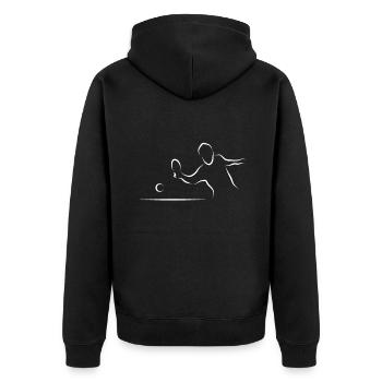 Tischtennis Sportler - Unisex Premium Bio Zip Hoodie - Schwarz - Hinten - Nico (187cm)