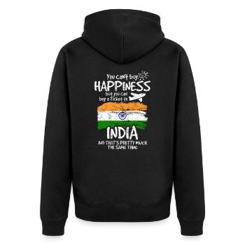 Indien - Unisex Premium Bio Zip Hoodie - Schwarz - Hinten - Nico (187cm)