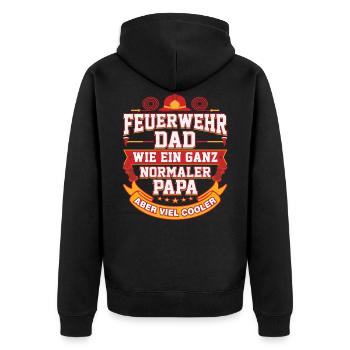 Fire Department Dad Father Gift saying - Unisex Premium Organic Zip Hoodie - black - Back - Nico (187cm)