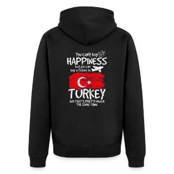 Türkei - Unisex Premium Bio Zip Hoodie - Schwarz - Hinten - Nico (187cm)