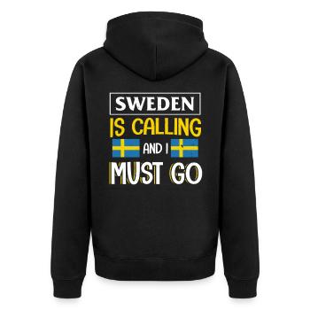Schweden Flagge Lustig Geschenk Schwedische Flagge - Unisex Premium Bio Zip Hoodie - Schwarz - Hinten - Nico (187cm)