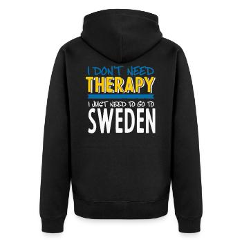 Schweden Flagge Lustig Geschenk Schwedische Flagge - Unisex Premium Bio Zip Hoodie - Schwarz - Hinten - Nico (187cm)