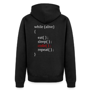 Computer Scientist Hobby - Unisex Premium Organic Zip Hoodie - black - Back - Nico (187cm)