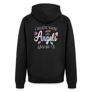 Engel Schutzengel - Unisex Premium Bio Zip Hoodie - Schwarz - Hinten - Nico (187cm)