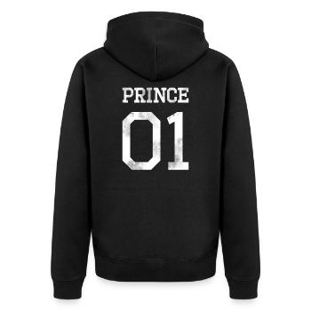 Prince 01 blanc used look shirt - Veste à capuche bio Premium Unisexe - noir - Dos - Nico (187cm)