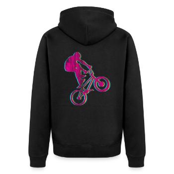 BMX Sport - Unisex Premium Bio Zip Hoodie - Schwarz - Hinten - Nico (187cm)