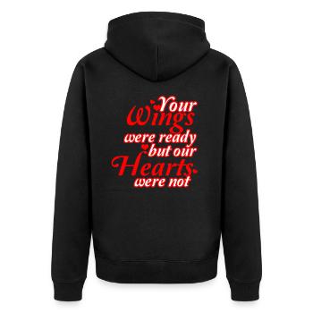 Engel Herzen - Unisex Premium Bio Zip Hoodie - Schwarz - Hinten - Nico (187cm)
