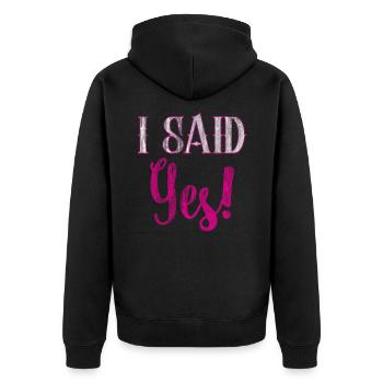 Braut Verlobung - Unisex Premium Bio Zip Hoodie - Schwarz - Hinten - Nico (187cm)