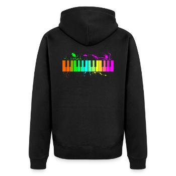 Klavier - Unisex Premium Bio Zip Hoodie - Schwarz - Hinten - Nico (187cm)