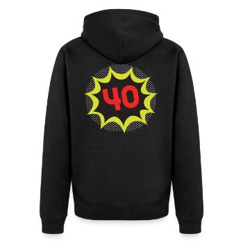 40. Geburtstag - Unisex Premium Bio Zip Hoodie - Schwarz - Hinten - Nico (187cm)