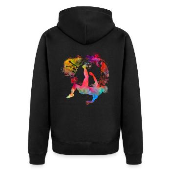 Fußball Fußball spielen Geschenk Fußballer - Unisex Premium Bio Zip Hoodie - Schwarz - Hinten - Nico (187cm)