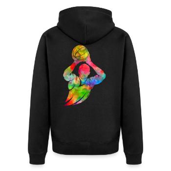 Idée cadeau cadeau basketball basketball - Veste à capuche bio Premium Unisexe - noir - Dos - Nico (187cm)