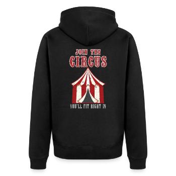 Zirkus Artist - Unisex Premium Bio Zip Hoodie - Schwarz - Hinten - Nico (187cm)