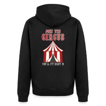 Zirkus Clown - Unisex Premium Bio Zip Hoodie - Schwarz - Hinten - Nico (187cm)