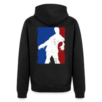 Zombie - Unisex Premium Bio Zip Hoodie - Schwarz - Hinten - Nico (187cm)