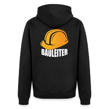 Bauarbeiter - Unisex Premium Bio Zip Hoodie - Schwarz - Hinten - Nico (187cm)