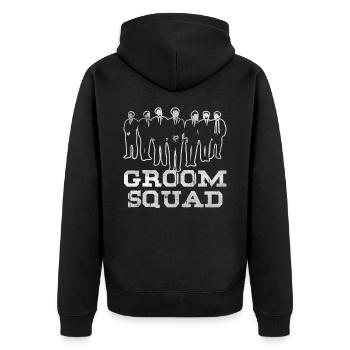Junggesellenabschied - Unisex Premium Bio Zip Hoodie - Schwarz - Hinten - Nico (187cm)