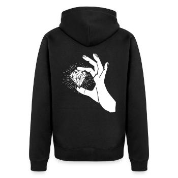 Goldschmied Diamanten - Unisex Premium Bio Zip Hoodie - Schwarz - Hinten - Nico (187cm)