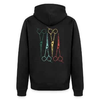 Friseur Haare - Unisex Premium Bio Zip Hoodie - Schwarz - Hinten - Nico (187cm)