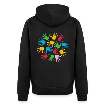 Kindergarten Basteln - Unisex Premium Bio Zip Hoodie - Schwarz - Hinten - Nico (187cm)