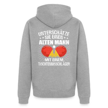 table tennis - Unisex Premium Organic Zip Hoodie - heather grey - Back - Nico (187cm)