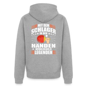 table tennis - Unisex Premium Organic Zip Hoodie - heather grey - Back - Nico (187cm)