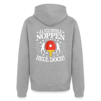table tennis - Unisex Premium Organic Zip Hoodie - heather grey - Back - Nico (187cm)