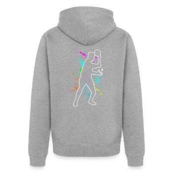table tennis - Unisex Premium Organic Zip Hoodie - heather grey - Back - Nico (187cm)