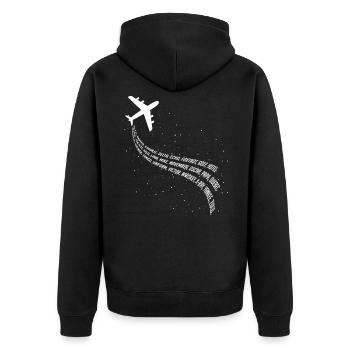 Pilot Flugzeug Globus - Unisex Premium Bio Zip Hoodie - Schwarz - Hinten - Nico (187cm)