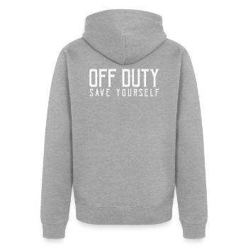 Polizei - Unisex Premium Bio Zip Hoodie - Grau meliert - Hinten - Nico (187cm)
