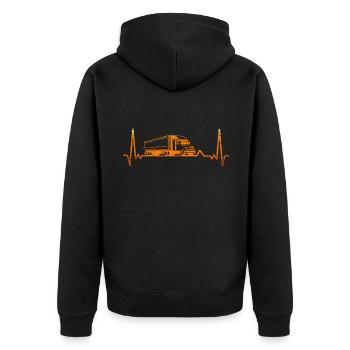 Truck Heartbeat - Unisex Premium Organic Zip Hoodie - black - Back - Nico (187cm)