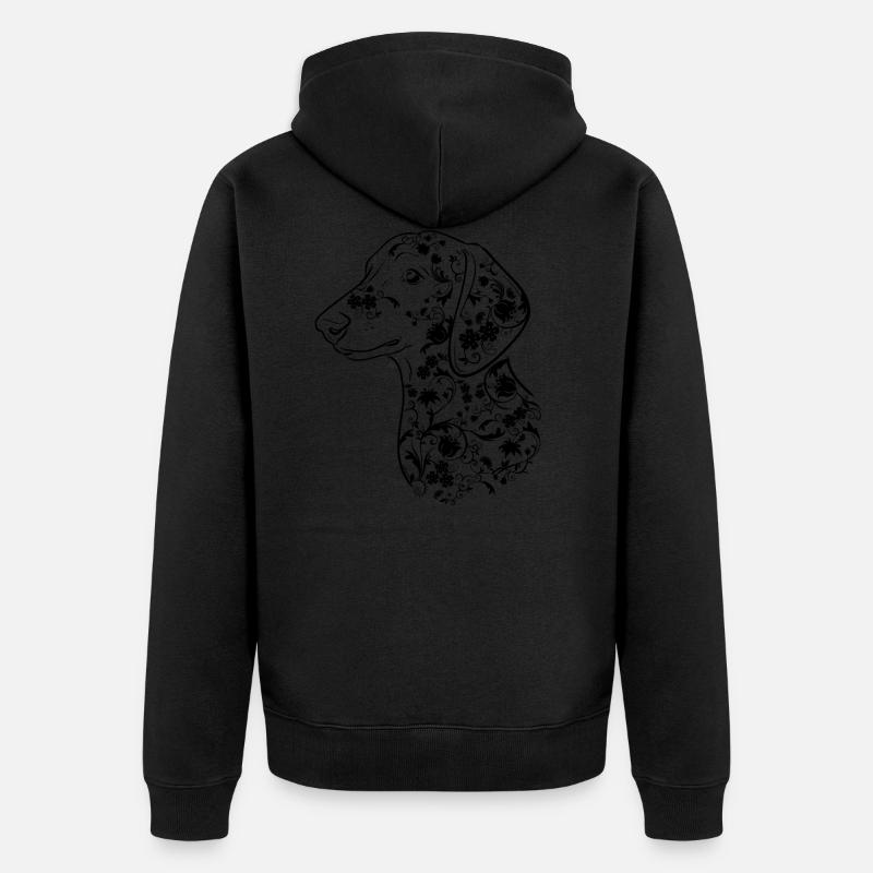 Dackelblüten III - Unisex Premium Bio Zip Hoodie - Schwarz