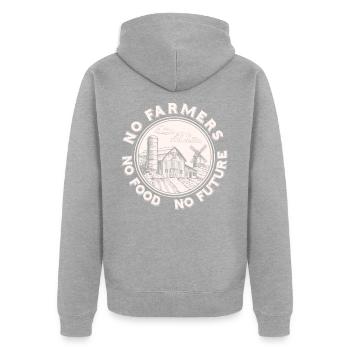 Agriculture paysanne - Veste à capuche bio Premium Unisexe - gris chiné - Dos - Nico (187cm)