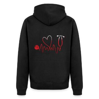 Doctor heart pulse - Unisex Premium Organic Zip Hoodie - black - Back - Nico (187cm)