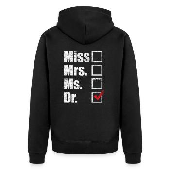 Arzt Doktortitel - Unisex Premium Bio Zip Hoodie - Schwarz - Hinten - Nico (187cm)