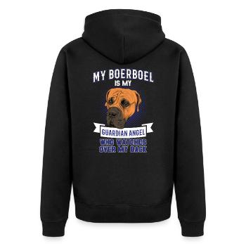 Boerboel - Unisex Premium Bio Zip Hoodie - Schwarz - Hinten - Nico (187cm)