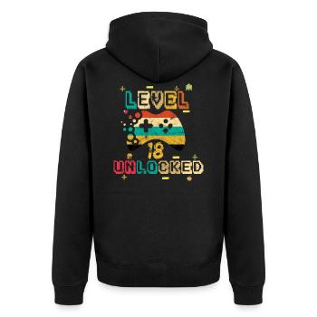 18ème anniversaire - Veste à capuche bio Premium Unisexe - noir - Dos - Nico (187cm)
