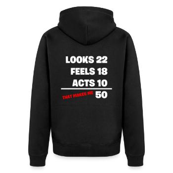 50th birthday - Unisex Premium Organic Zip Hoodie - black - Back - Nico (187cm)